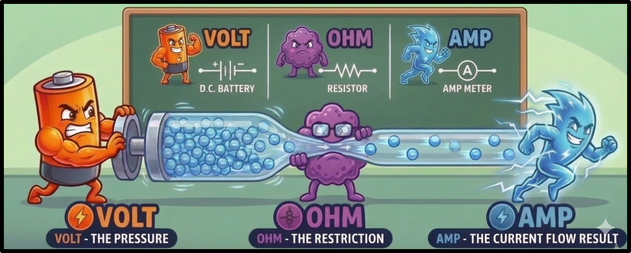 Volt, Ohm and Amp working together